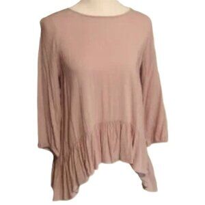 SIMPLY VERA Ruffle Trim Pink Women's Blouse Relaxed Fit Lightweight Medium NWOT!